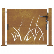 Vidaxl portail de jardin 105x105 cm acier corten conception d'herbe 153173_2