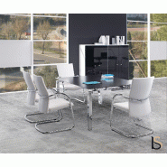 Table de réunion avec plateau en verre - Mobel Linea - Chromé, Verre noir_2
