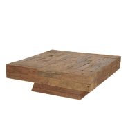 Table basse carrée SATHIM en teck recyclé massif - Design écologique et caractère unique_2