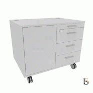 Desserte mobile avec 4 tiroirs et niche de rangement - QUADRIFOGLIO - Gris_2