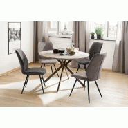 Lot de 2 chaises design NIME - tissu Toronto anthracite et pieds en métal laqué - style rétro et confort optimal_2