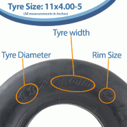 11x4.00-5 Smooth Lawnmower Slick Tyre 4ply Tubeless Wanda P607 150kgs (Set of 2)_2