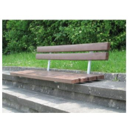 Banc public en plastique recyclé hanit - PRATO - marron, sans pieds, 200 cm - armature en acier zingué_2