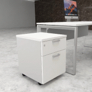 Caisson mobile avec tiroir pour dossiers suspendus - Mobel Linea - Blanc pastel, Gris aluminium_2