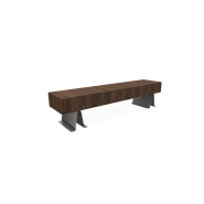 Banc en acier inoxydable et bois classe IV - Design traverses en pin - Référence MUB16_2