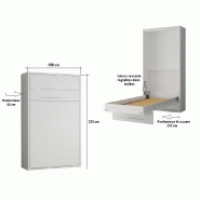 Armoire lit escamotable Mykonos - Pin/Gris Graphite - Couchage 140x200 cm - Ouverture assistée et design bi-ton_2