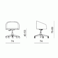 Fauteuil d'accueil sur roulettes ALIAS - Officity. - Blanc_2