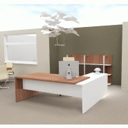 Bureau d'angle T45 avec caisson - Quadrifoglio. - 200, Noyer canaletto, Gauche_2