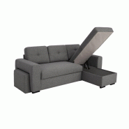 Canapé d'angle réversible convertible LIDO gris foncé avec coffre de rangement et pouf inclus_2