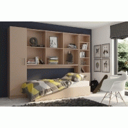 Composition lit escamotable Vertigo taupe mat - largeur 311 cm - couchage 90x200 cm avec rangements intégrés_2