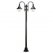Lampadaire de parc trom - 2 lanternes -ip43 2*e27 42w livré avec son mat- noir_2