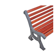 Banc public en bois exotique et acier - pieds en fonte - Lublin, longueur 2000 mm_2