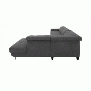 Canapé d'angle réversible convertible VITO gris foncé - design épuré avec coffre de rangement et têtières réglables_2