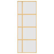 Vidaxl porte coulissante doré 76x205 cm verre esg dépoli et aluminium 155193_2