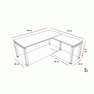 Bureau d'angle Quadra - Mobel Linea. - Argent Ral 9006, 180, Zebrano, Droite_2