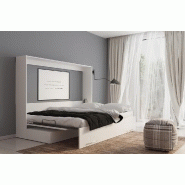 Armoire-lit escamotable VERTIGO SOFA - Blanc - Canapé gris - Couchage 140x200 cm - Ouverture assistée_2