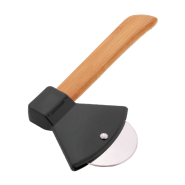 Roulette à pizza - Forme de hache - Manche en bambou - Lame en acier inoxydable_2