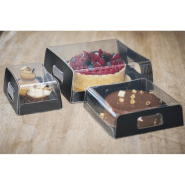 60 plateaux noirs carrés Vision+® 240x240x60 mm - Carton solide avec couvercle transparent en RPET_2