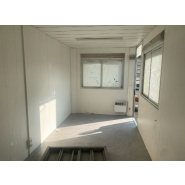 Bureau modulaire - Bungalow 6x2,50m avec porte blindée, éclairage, 4 fenêtres protégées et 2 convecteurs_2