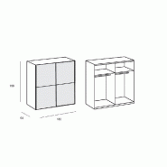 Dressing CLAPTON 179 cm - Portes coulissantes chêne et miroirs - 2 penderies et étagères_2