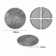 Plateau de table extérieur rond en verre trempé effet pierre foncée bord blanc 580mm | Bolero - DL488_2