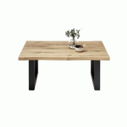 Table basse 110 cm - chêne massif et métal - style industriel et naturel_2