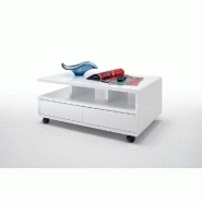 Table basse Chartres - roulettes freinées - finition laquée blanc brillant - 2 tiroirs push to open - 110 x 60 cm_2