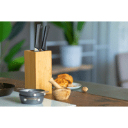 Bloc de couteaux universel en bambou - tiges plastifiées de protection - couleur naturelle - 1250g_2