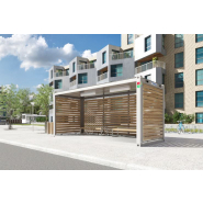 Bungalow terrasse de qualité CONTAINEX avec bardage mélèze de Sibérie