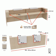 Banque d'accueil 2 personnes delta first avec 2 tops - MOBEL LINEA - blanc mat, acacia foncé, 324_3