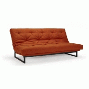 Canapé clic-clac convertible Innovation Living Fraction - 140x200 cm - Capitonné tissu Elegance Paprika_2