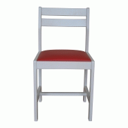 Lot de 2 chaises Aradis en hêtre massif - fabrication française - blanc et rouge - assise simili cuir Dallas_2