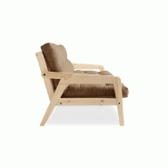 Canapé convertible futon en pin naturel - Coloris mocca - Couchage 130x190 cm - Modèle GRAB_2