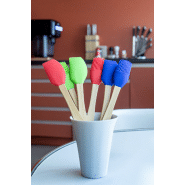 Spatule à pâtisserie en silicone - manche en bambou - couleur rouge - 20g_2