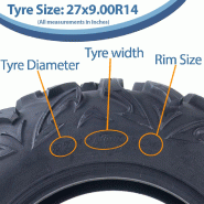 27x9.00R14 Pneu VTT 225/70R14 OBOR Vulture 6 plis Road Legal 67J 307kg (Lot de 2)_2