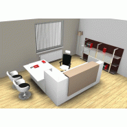 Bureau d'accueil angle Z2 avec accès bas sur le côté - Officity. - Beige, Gauche, Blanc_0