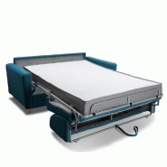 CANAPÉ MEZZANO CONVERTIBLE EXPRESS MATELAS 16 CM SOMMIER MÉTAL 140 CM TISSU TWEED BLEU PAON_2
