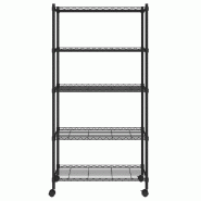 Vidaxl étagère de rangement 5 niveaux roues 75x35x155 cm noir 250 kg 324630_2