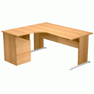 Bureau d'angle 160 x 80/100 cm compact pied panneau en 