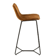 Chaise de bar Ratri - Velours ocre, piètement métal noir - Gamme avec tabourets assortis_2