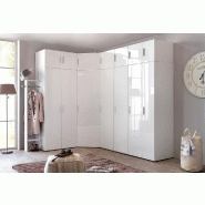 SUR MEUBLE ARMOIRE DRESSING D'ANGLE MALTA LAQUÉ BLANC CASSÉ 80 X 80 CM_2