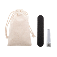 Set manucure - pochette en coton avec lime à ongles et coupe-ongles - couleur naturelle_2