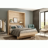 Armoire lit escamotable Mykonos - Chêne naturel - Couchage 160x200 cm - Ouverture assistée - Fabrication européenne_2