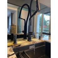 Robinet 3 voies CHEF Black - Mitigeur cuisine noir mat avec douchette_2