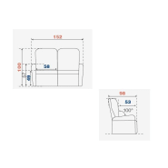 Canapé fixe 2 places ATTITUDE - tissu chenillé bleu nuit - design contemporain et confort optimal_2