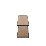 Table basse MOUNIE - motifs chevron naturel clair - pieds métal noir - style industriel - L150 x H45 x P40 cm_2