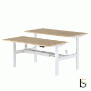 Bureau Bench réglable en hauteur TRAM - Mobel Linea - 120, Blanc, Acacia foncé_3