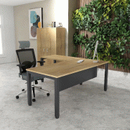 Bureau d'angle Tempo - Mobel Linea. - 180, Anthracite, Oui, Chêne veiné_0