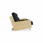 Canapé 3 places convertible Indie - Style scandinave avec futon gris foncé - Couchage 130x190 cm_2