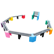 Bancs enfants en forme de cercle - Plastique recyclé, couleurs vives - Modèles 12 et 18 places_2